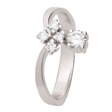 Weißgoldener Damenring mit 5 Brillanten – ges. 0,43 ct.