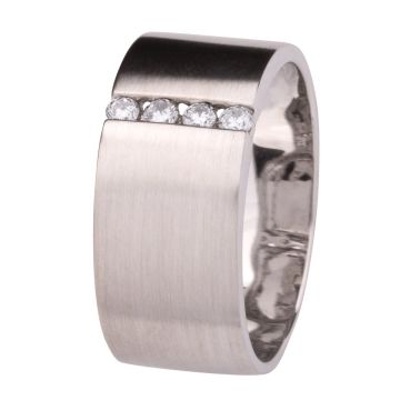 Breiter Bandring mit 4 Brillanten