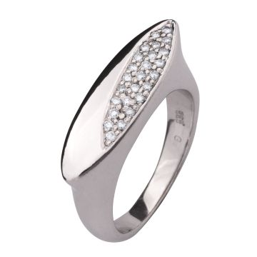 Massiver Weißgoldring mit 24 Brillanten