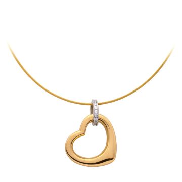 Stilvoller Herzanhänger mit brillantbesetzter Öse - Schlangenkette in Reifform