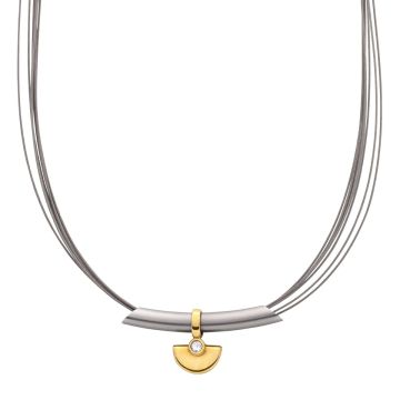 Sportlich elegantes Collier aus Stahl und 585er Gold