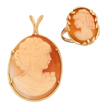 Set – Anhänger und Ring mit Gemmen