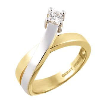 Moderner Damenring von Gerry Weber in 375er Bicolor Gold mit Zirkonia