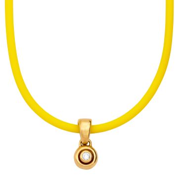 Klassischer Brillantanhänger mit gelber Silikonkette