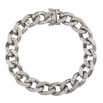 Massives Weißgoldarmband mit 60 Diamanten