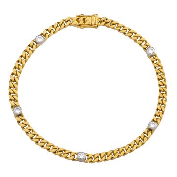 Handarbeit - Flachpanzerarmband mit 5 Brillanten 0,52 ct.