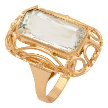 Vintage Damenring mit hellblau leuchtendem Aquamarin