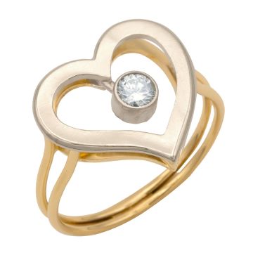 Goldener Damenring in Herzform mit Brillant