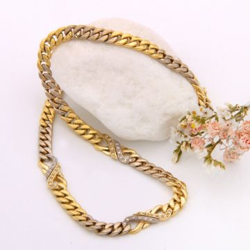 Unisex Halskette – Bicolour mit 36 Brillanten