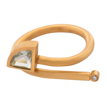 Designer Ring mit Brillant und Aquamarin