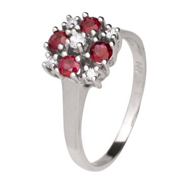 Romantischer Cocktailring mit Diamanten, Brillant und Rubinen