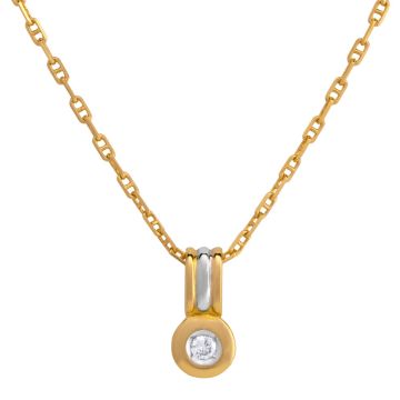 Zeitloser Brillantanhänger 0,10 ct mit goldener Stegankerkette
