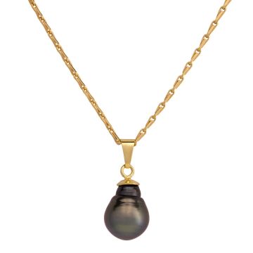 Anhänger – Zuchtperle mit dunklem Lüster – Haferkornkette