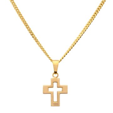 Niedlicher massiver Kreuzanhänger mit Flachpanzerkette – 333er Gold