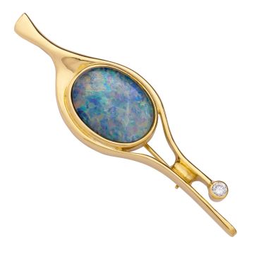 Handarbeit. Brosche mit Brillant und Opaltriplette