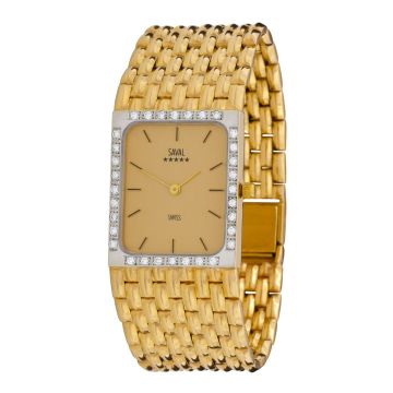 „SAVAL“ Herrenarmbanduhr -585er Gold – 32 Brillanten