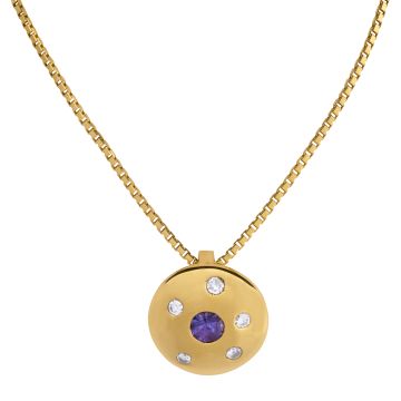 Prachtvoller, runder Anhänger mit Saphir und Brillanten – Venezianerkette