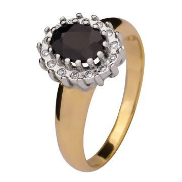 Eleganter Cocktailring mit Saphir und Brillanten