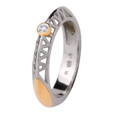 Spannender Damenring in 950er Platin mit Brillant