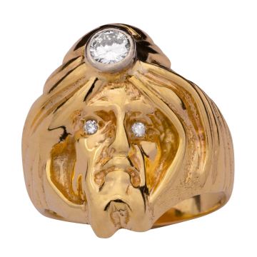 Handgefertigter Herrenring mit Brillant – Männergesicht mit Turban