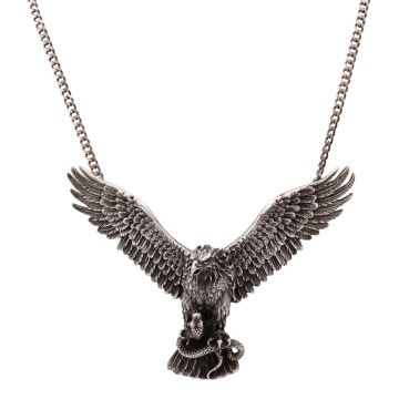 Massiver Halsschmuck mit Greifvogel als Anhänger