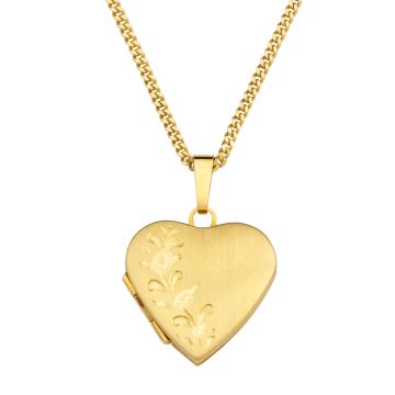 Mattierter Herzanhänger/Medaillon mit Kette