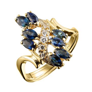 Besonderer Damenring mit Brillanten und Saphiren