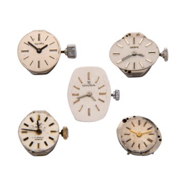 5 mechanische Uhrwerke für Damenuhren 1950 bis 1978