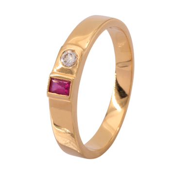 Zierlicher Damenring mit Rubin und Brillant