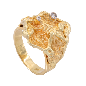 Handgearbeiteter Damenring mit 2 Brillanten