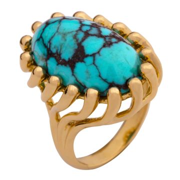 Exklusiver Türkis-Ring in 750er Gelbgold