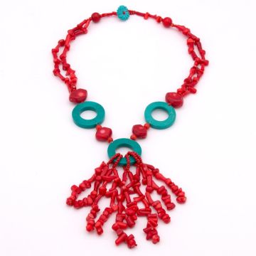 Korallen- Designkette mit Magnesit Türkis