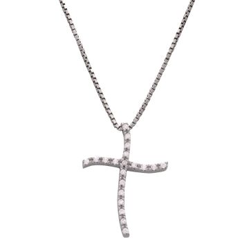 Hübscher Kreuzanhänger in Weißgold mit dazugehöriger Halskette
