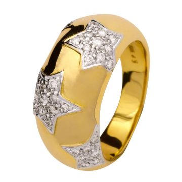 Zauberhafter Damenring mit brillantbesetzten Sternen