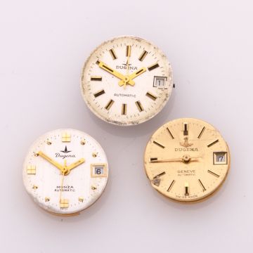 3 Automatik-Uhrwerke DUGENA um 1970-75 für Damenuhren