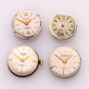 4 Automatik-Uhrwerke für Damenuhren ETA und AS 1950-1960