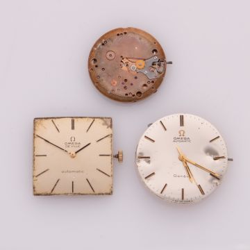 3 Automatik-Uhrwerke OMEGA für Herrenuhren 1964-65, 1966-67 und 1968-69