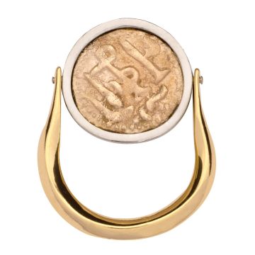 18 karätiger Ring mit antiker Replik Münze