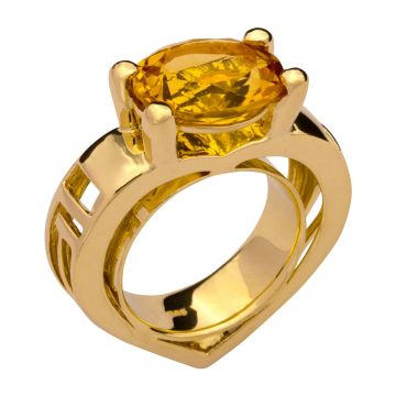 Exklusiver Damenring mit Goldtopas- Handarbeit