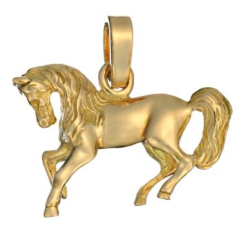 Kettenanhänger Dressurpferd in 750er Gelbgold