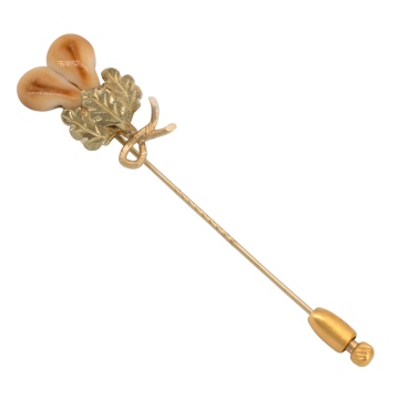 Trachten/Jagd Krawattennadel in 585er Gold mit Grandelpaar