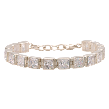 Silbernes Armband mit quadratischen Zirkonia