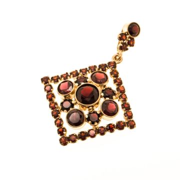 Art-Déco-Granatanhänger aus 333er Gelbgold