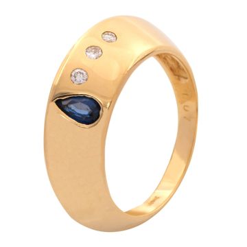 Grandiose Goldschmiedearbeit mit Saphir und Brillanten – Damenring