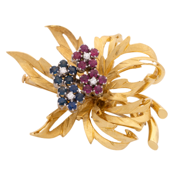 Prachtvolle Vintage Brosche mit Edelsteinen