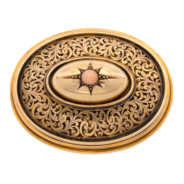 Seltene Biedermeier-Brosche in 18-karätigem Gold