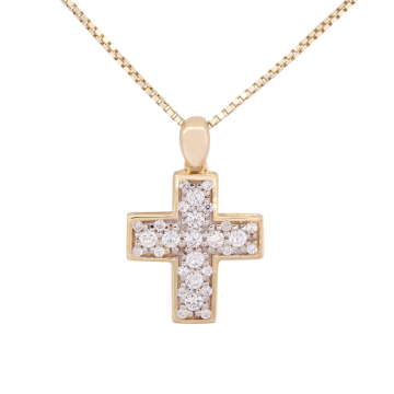 Moderner Kreuzanhänger mit Venezianerkette