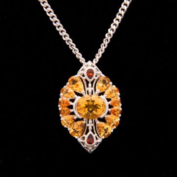 Sommerlicher Anhänger mit farbigen Zirkonia – Flachpanzerkette