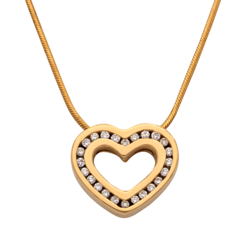 Herzanhänger mit Brillanten inklusive Schlangenkette