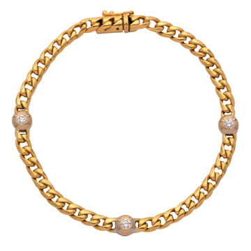 Flachpanzerarmband in 750er Gold mit 3 Brillanten